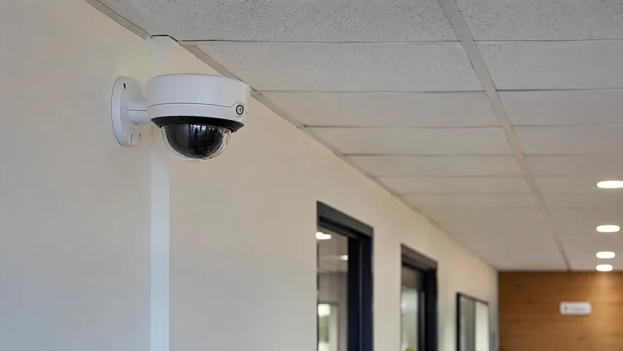 Cámara IP instalada en pasillo interior